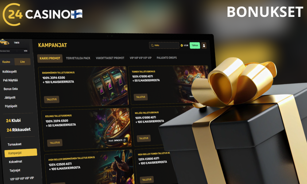 24casino tarjoaa monia erilaisia bonuksia ja kampanjoita.